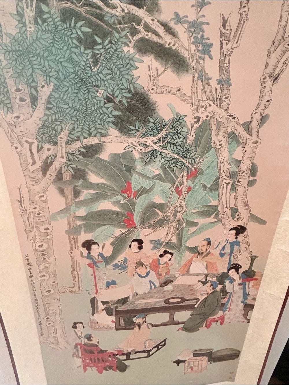 Vintage Chinese Scroll Painting - Gathering of Scholars - 68x21.5" - Picture 5 of 14